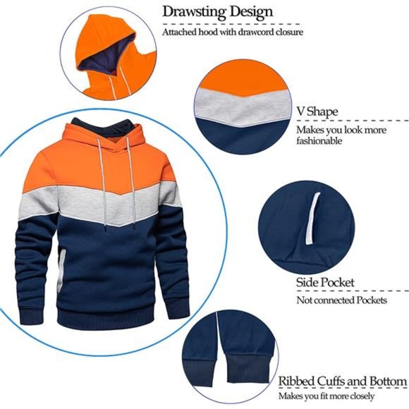 Men's Novelty Color Block Hoodies Cozy Sport Outwear - Picture 5 of 6